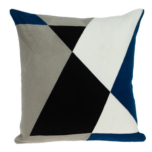 20" X 20" Gray And Black Geometric Zippered 100% Cotton Throw Pillow - 606114685364