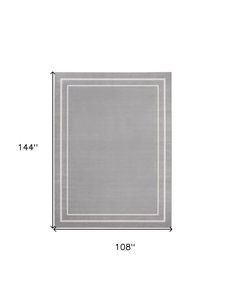 9' X 12' Gray And Ivory Indoor Outdoor Area Rug