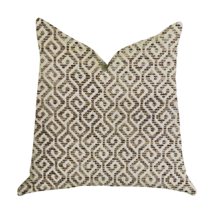 Plutus Omni Truffle Brown Shades Maze Luxury Throw Pillow