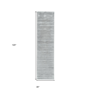10' Gray Hand Woven Runner Rug