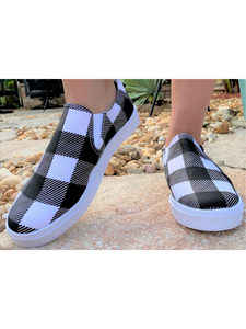 Gaby 1 Buffalo Plaid Black White Sneakers