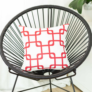 Red and White Geometric Squares Decorative Throw Pillow Cover - 4512839614229
