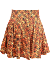 Skulls-Gothic Print Stretch Lycra Skirt