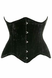 Top Drawer Velvet Double Steel Boned Curvy Cut Waist Cincher Corset