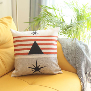 Orange and Ivory Geometric Striped Throw Pillow - 808230078581