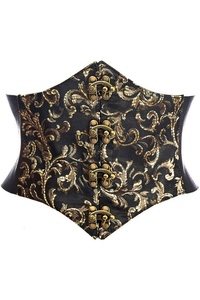 Lavish Swirl Brocade Corset Belt Cincher with Clasps