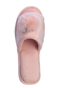 Roxoni Women's Slippers Lovely Velvet Pom-pom Open Toe House Slides