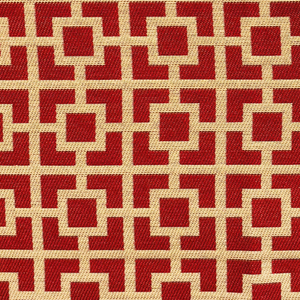 Plutus Crimson Square Red and Beige Luxury Throw Pillow