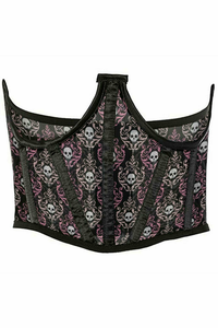 Lavish Skull Mesh Open Cup Waist Cincher