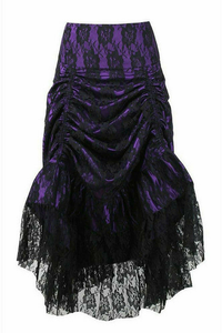 Lace Overlay Ruched Bustle Skirt