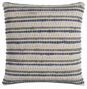 Blue Beige Nubby Texture Bands Throw Pillow - 808230115491