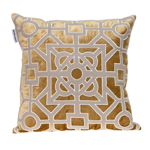 Dark Beige and Gold Lattice Velvet Throw Pillow - 808230109537