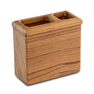 Traditional Solid Teak Rectangular Toothbrush Holder