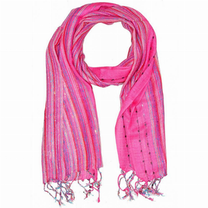 Cotton Lurex Shimmering Stripes Scarf