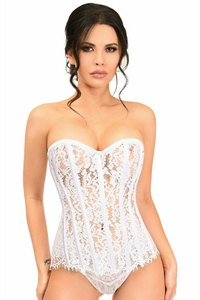 Top Drawer Lace Steel Boned Corset with Rhinestones