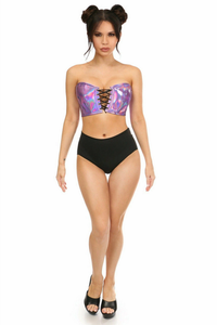 Lavish Holo Lace-Up Bustier Top