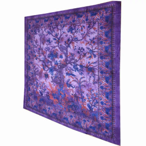Tree of Life Birds Tapestry Colorful Indian Wall Decor