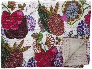 Hand Stitched Kantha Quilt / Coverlet