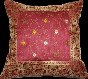 Jacquard Embroidery Design Patchwork Cushion Cover Home Accent Furnishing - 16" x 16"