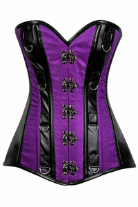 Top Drawer Brocade & Faux Leather Steel Boned Corset