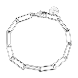 Silver Large Rectangle Link Chain Bracelet