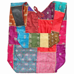 Raw Silk and Silk Embroidery Art Banquet Floral Patchwork Shoulder Bag