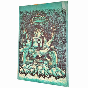 Batik Cotton Fabric Krauncha Ganesha Wall Decor Banner Tapestry