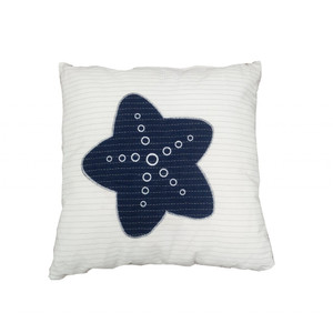 Nautical Blue Star White Square Accent Pillow - 4512839555652