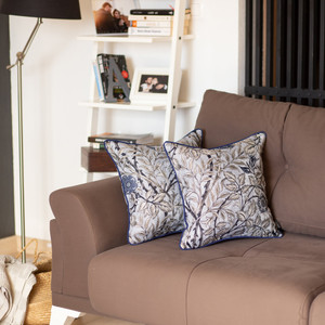 Set of 2 Square Beige Floral Throw Pillow Covers - 4512822898582