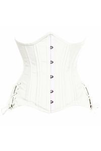 Top Drawer Satin Double Steel Boned Curvy Cut Waist Cincher Corset with Lace-Up Sides
