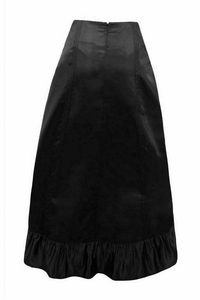 Satin Hi Low Ruched Ruffle Skirt