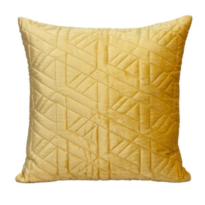 Yellow Velvet Quilted Throw Pillow - 808230112162