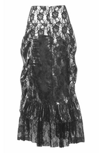 Lace Overlay Ruched Bustle Skirt