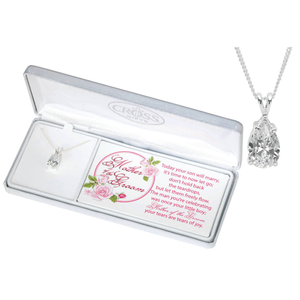 Necklace Mother Groom Cz Tear Silver Plate