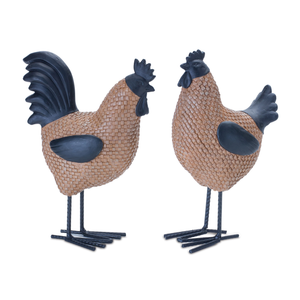 Wicker Hen and Rooster Decor