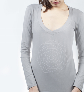 Gray Flower Long Sleeve Tee