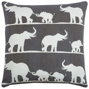 Gray and White Elephant Parade Down Filled Throw Pillow - 808230114920 Gray and White Elephant Parade Down Filled Throw Pillow - 808230114920