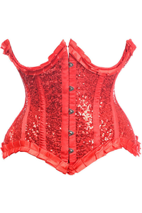 Top Drawer Satin & Sequin Underwire Curvy Cut Steel Boned Waist Cincher Corset