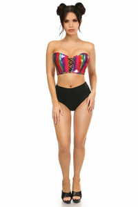 Lavish PVC Lace-Up Bustier Top