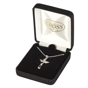 Angel/Cz Glass Tear Silver Plate 