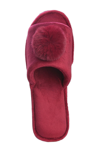 Roxoni Women's Slippers Lovely Velvet Pom-pom Open Toe House Slides