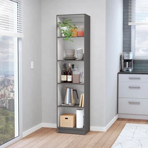 71" Gray And White Wood Five Tier Bookcase