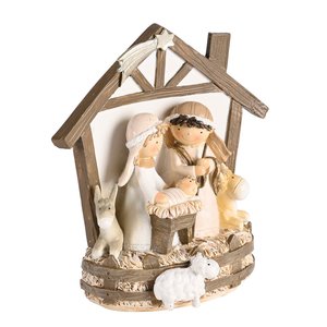 Nativity Holy Family Animals Star 6.75H