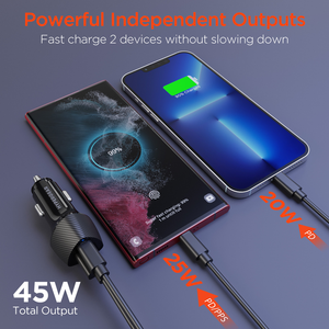 HyperGear SpeedBoost 25W USB-C PD + 20W USB-C PD Fast Car Charger with PPS