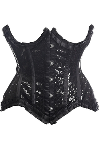 Top Drawer Satin & Sequin Underwire Curvy Cut Steel Boned Waist Cincher Corset
