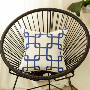 Blue and White Geometric Squares Decorative Throw Pillow Cover - 4512839614182
