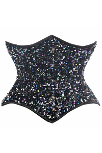 Top Drawer Sequin Steel Boned Curvy Cut Waist Cincher Corset