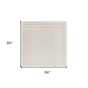 7' Ivory And Gold Square Indoor Outdoor Area Rug