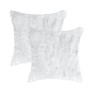 Homeroots Home Decor Set Of Two 18 Inches White Rabbit Zippered Natural Fur Throw Pillows
