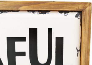 Thankful Enamel Surface Decorative Shelf Sitter Inspirational Wood Block Sign Table Top Decor Plaque 10 x 2 x 3.75 inches (Natural Wood- Thankful)